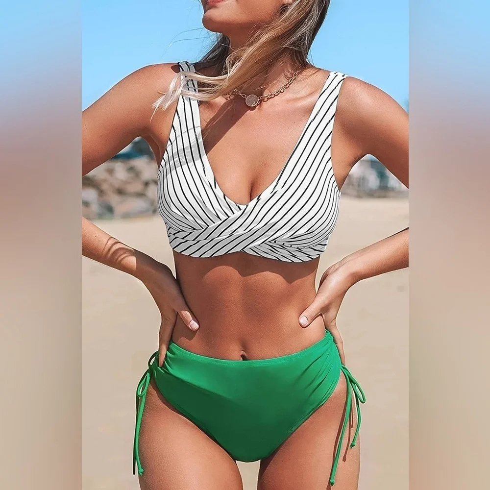 High Waisted Bikini Set 2 Piece Full Coverage Swimsuit Tummy Control Padded XL
